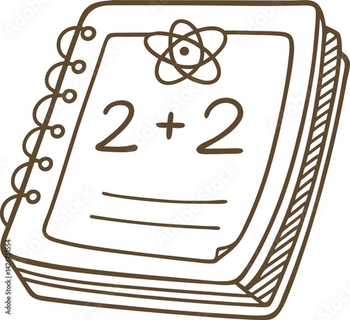 science themed notebook with math equation on the cover educational and academic atomic design