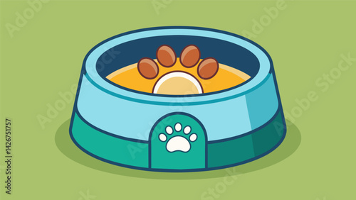 A customizable food bowl with detachable compartments for raw and dry food able to track the exact amount of each nutrient your pet is consuming for a. Vector illustration