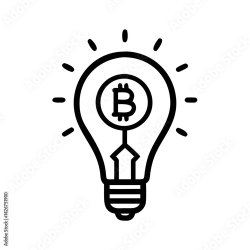 Light Bulb with Bitcoin Symbol Inside Icon Design