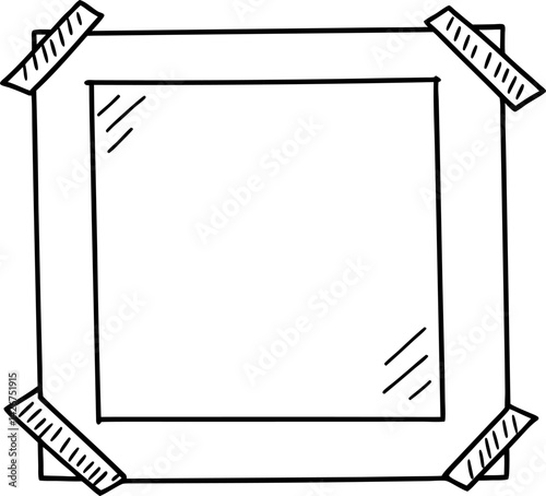 Blank sketch box with tape corners, suitable for creative designs