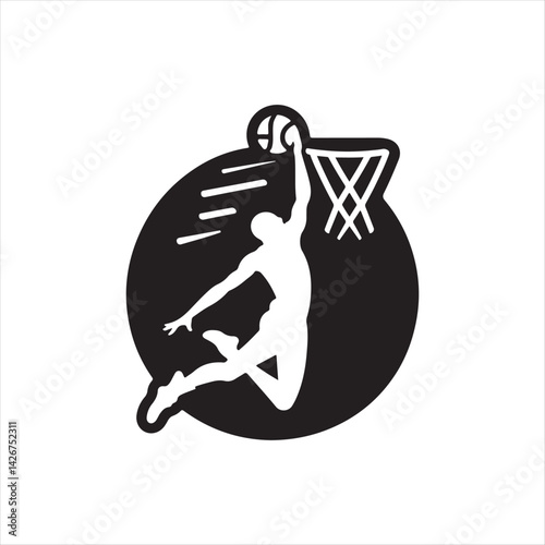 basketball vector silhouette line art logo design