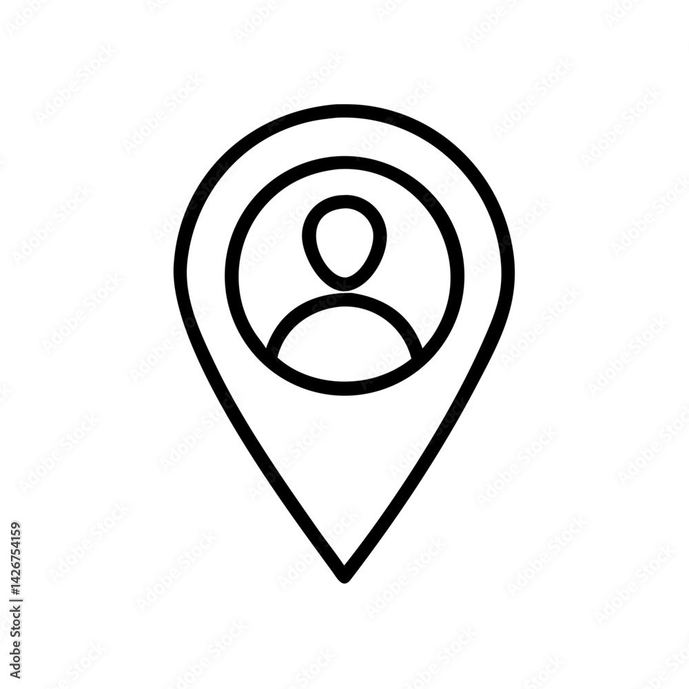 Location Pin with User Profile Icon Design Location Pin with User Profile Icon Design
