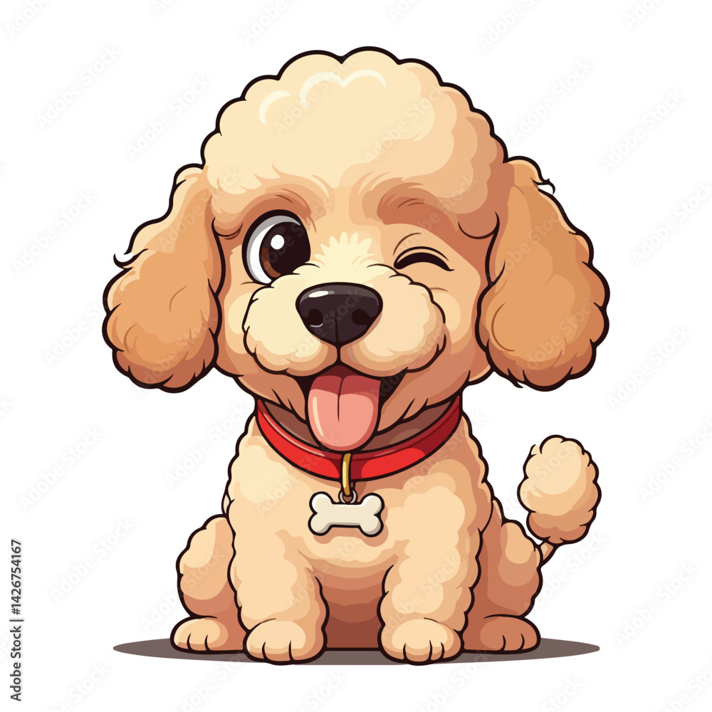 Obraz premium Cartoon Illustration of a Standing Cute Poodle Dog vector