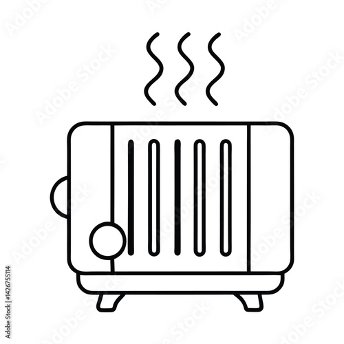 Electric radiator heater icon simple black outline heating element illustration