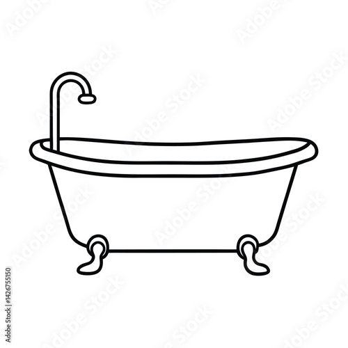 Minimalist bathtub outline illustration for bathroom design and spa decoration concept