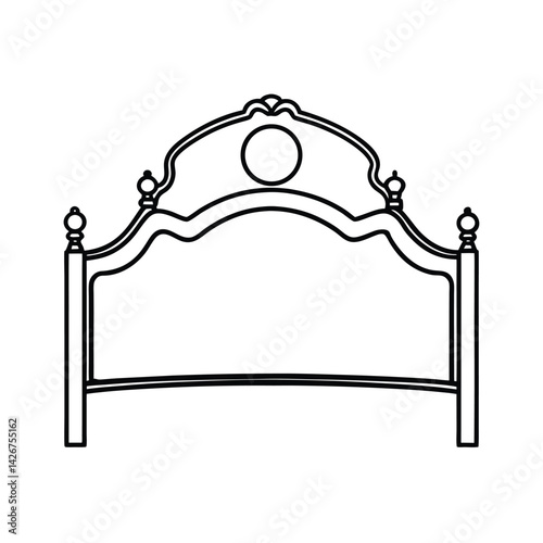 Elegant bed headboard frame outline illustration design perfect for bedroom decor and furniture concepts