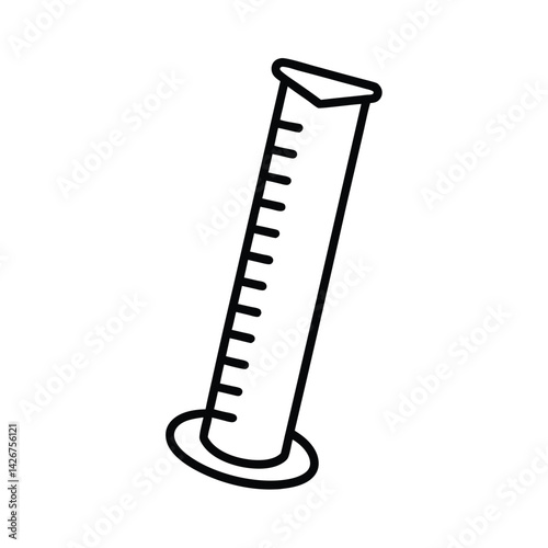 Simple graduated cylinder outline design for scientific and laboratory use isolated on white