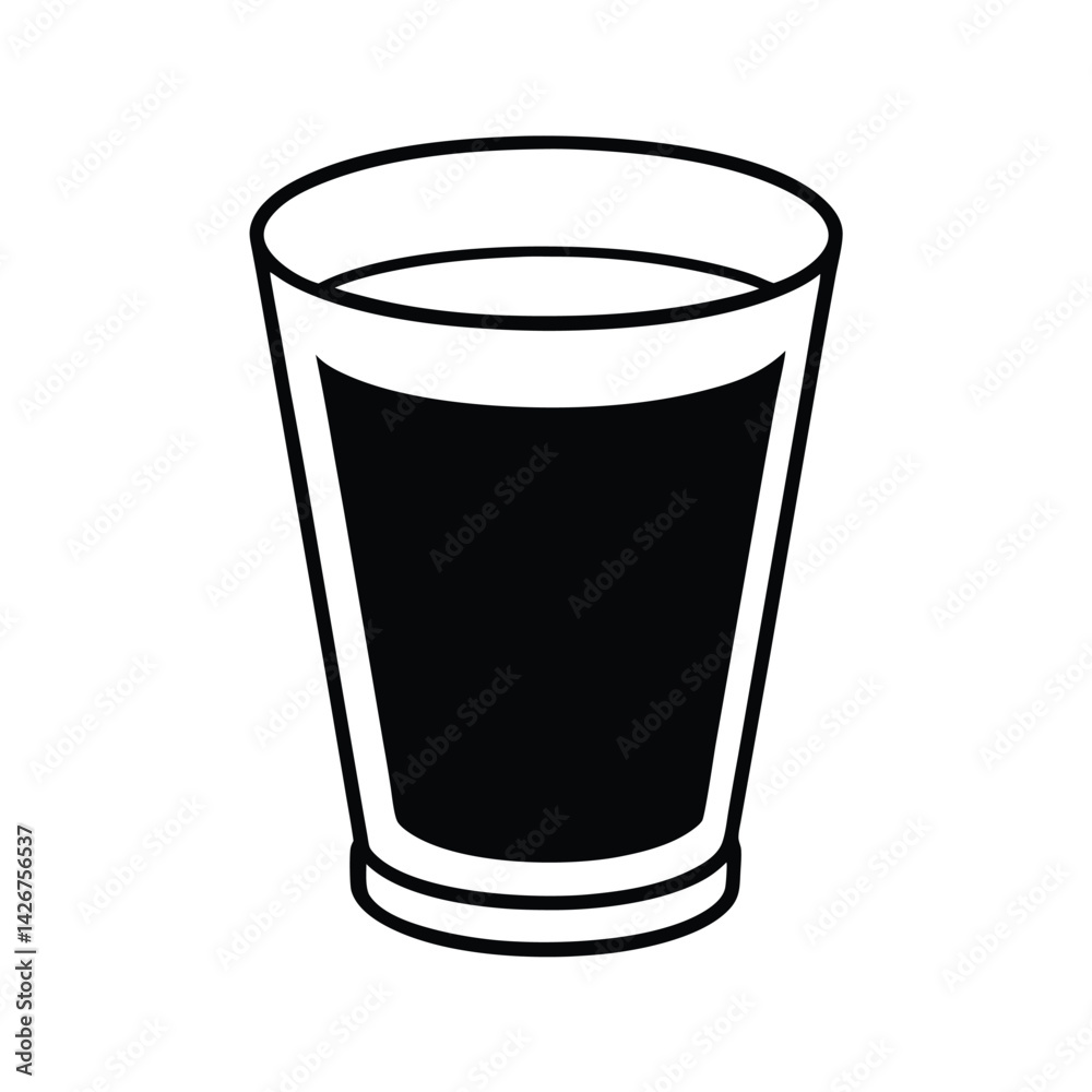 Minimalist glass icon of dark liquid suitable for bars drinks and beverage concepts simple vector illustration Minimalist glass icon of dark liquid suitable for bars drinks and beverage concepts simple vector illustration