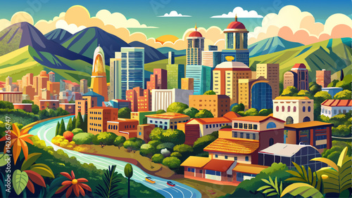 Very beautiful panorama of the beautiful city of Medellin Colombia 