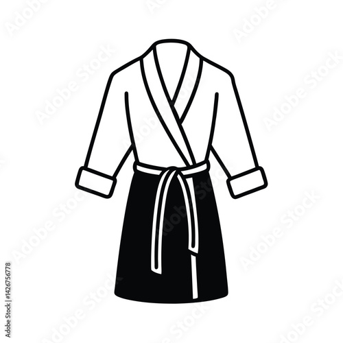 Elegant black and white bathrobe illustration perfect for spa wellness or relaxation designs