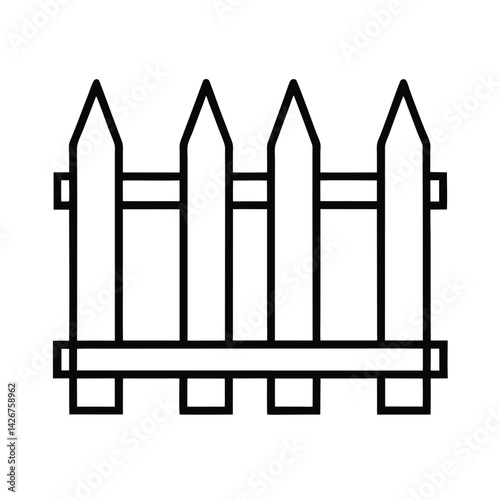 Simple black and white picket fence outline icon graphic element design