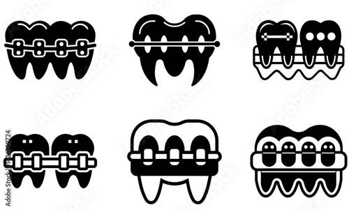 Braces Icons for Dental Care and Treatment vector design