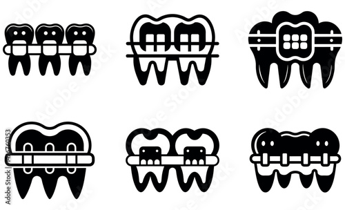 Braces Icons for Dental Care and Treatment vector design