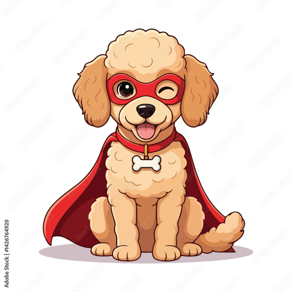 Obraz premium Cartoon Illustration of a Standing Cute Poodle Dog vector