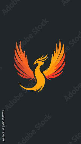 Minimalist Phoenix Logo Illustration in Flat Vector Style for Branding and Design Projects