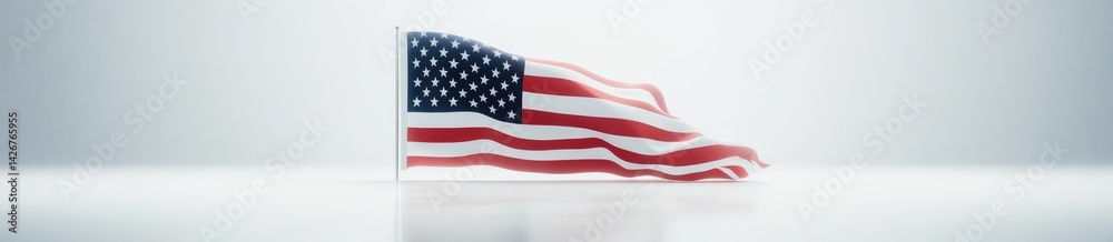 Fototapeta premium Pixelated American Flag Waving on White Background