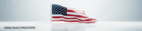 Pixelated American Flag Waving on White Background