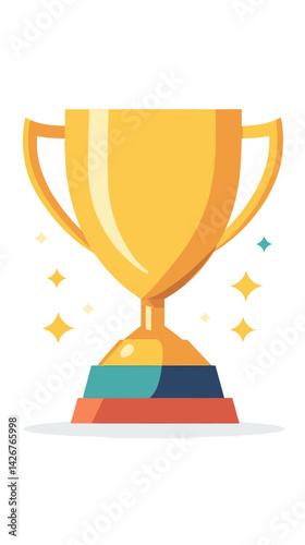 Gold Trophy Cup Icon Vector Illustration for Championship and Winner Concept