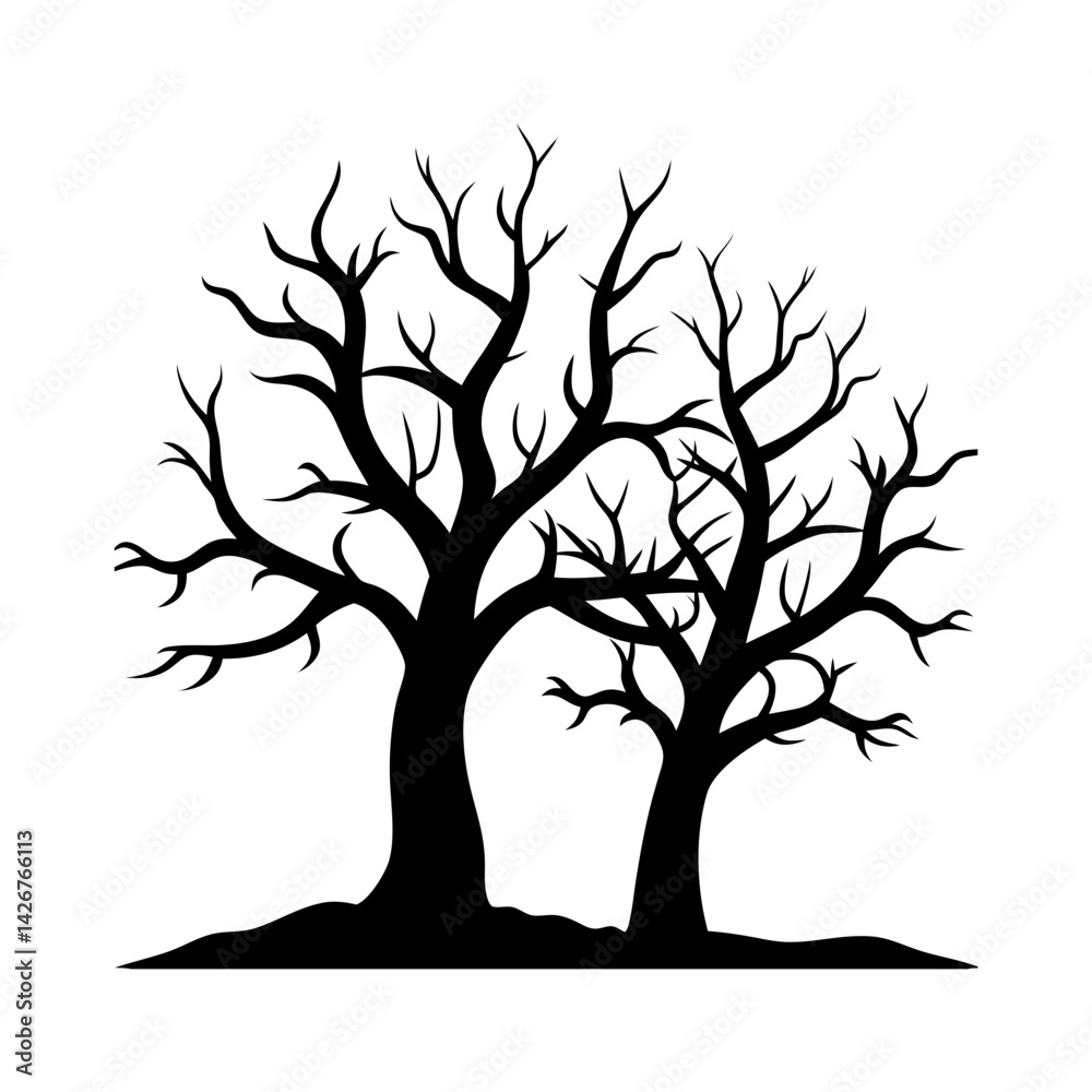 Obraz premium Dead trees vector silhouette