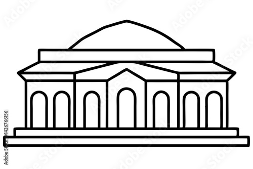 Architectural Model Line Art Vector Illustration