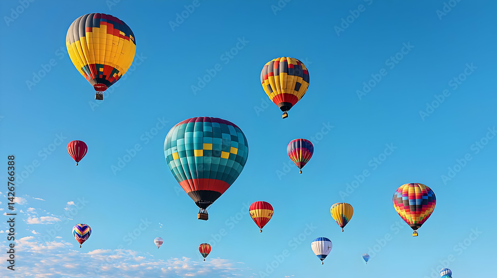 Obraz premium Colorful Hot Air Balloons In Blue Sky