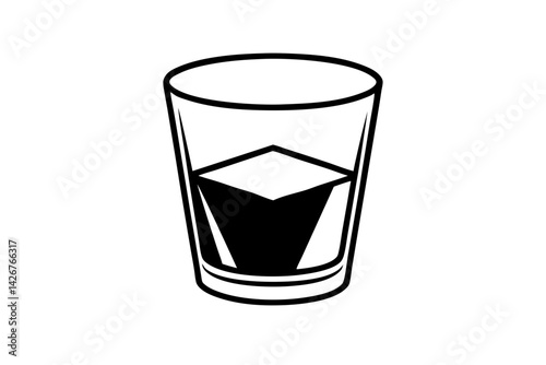 Crystal Whiskey Glass Line Art Vector Illustration