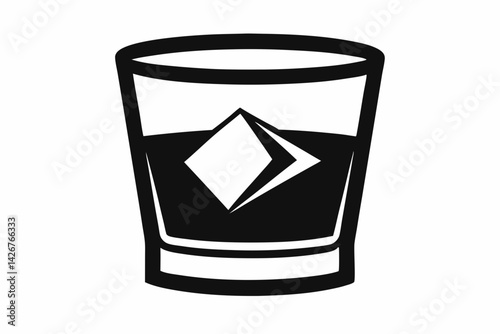 Crystal Whiskey Glass Silhouette Vector Illustration