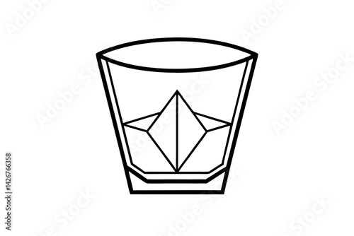 Crystal Whiskey Glass Line Art Vector Illustration