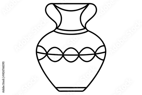 Decorative Vase Line Art Vector Illustration