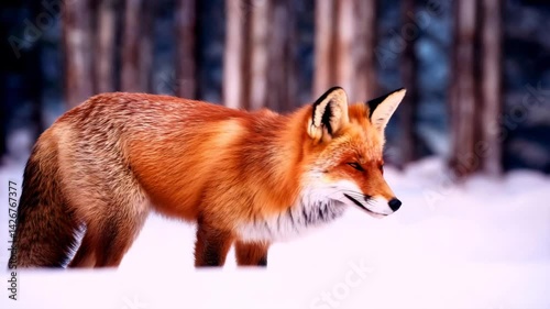 red fox in the wild, a beautiful red fox in a snowy winter setting, Enchanting scene of a fox in a snowy landscape, showcasing its beauty and resilience, , capturing the essence of winter wildlife