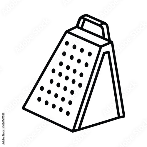 Grater minimalist outline icon kitchen utensil black and white illustration design