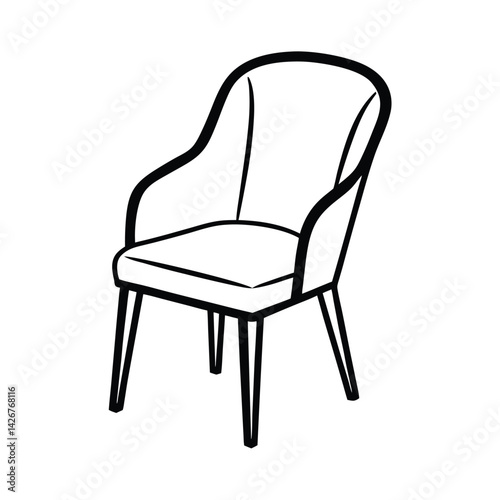 Minimalist armchair outline vector illustration home furniture design element stylish seating decor item