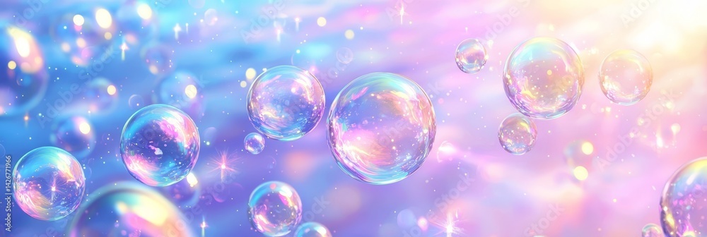 Ethereal Beauty of Bubbles on Water Surface in Purple Setting Ethereal Beauty of Bubbles on Water Surface in Purple Setting
