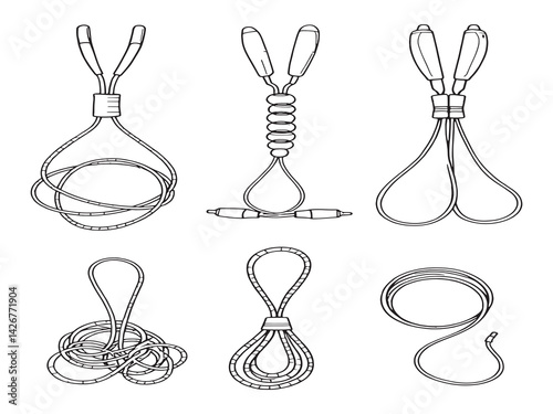 Jump Rope line art depicting athletic movements for health and wellness