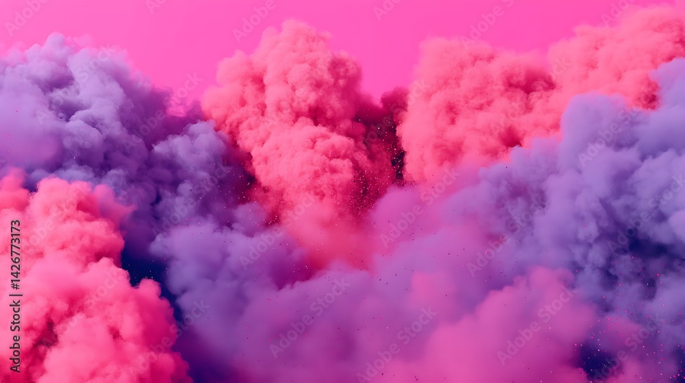 Fototapeta premium Abstract Clouds of Pink and Purple Mist Floating in a Dreamlike Space, Fantasy Backdrop