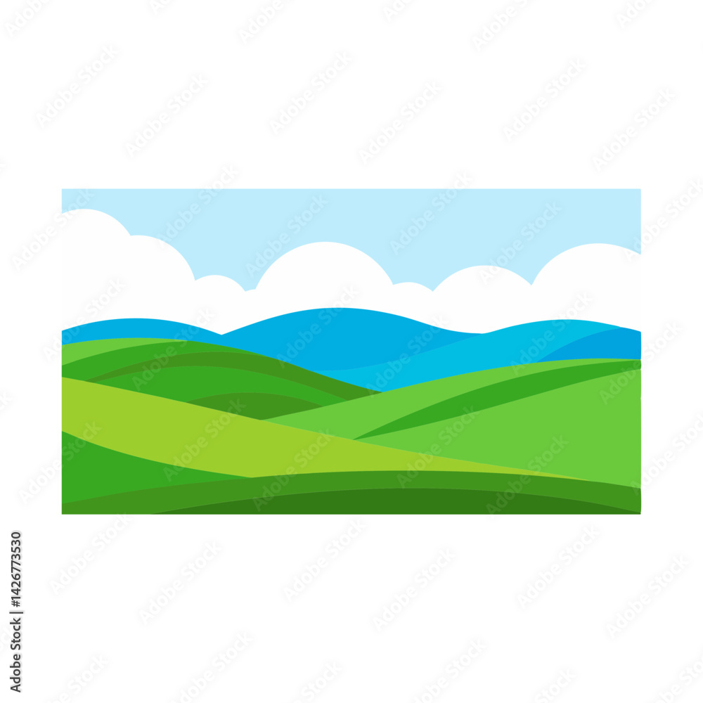 Fototapeta premium Rolling green hills with blue sky