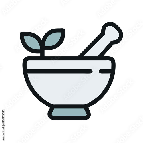 Mortar and Pestle for Chemistry Lab Icon Design