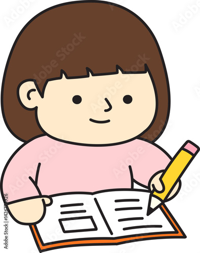 공부하는 여자 아이