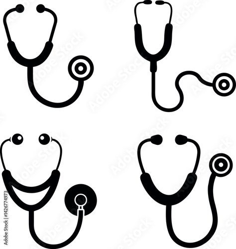 Stethoscope Silhouette Vector Art Collection

