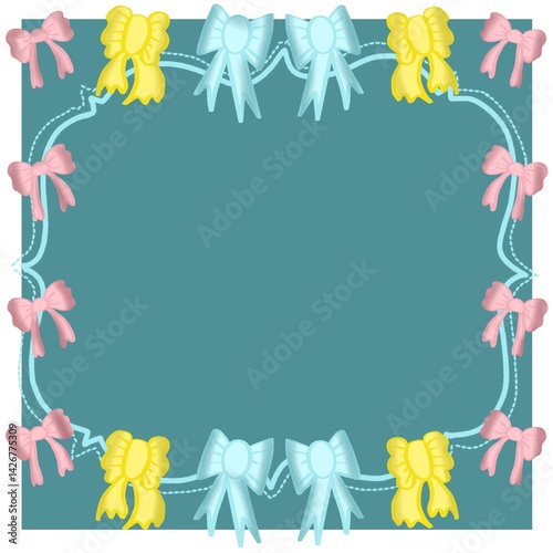 frame with flowers and butterflies