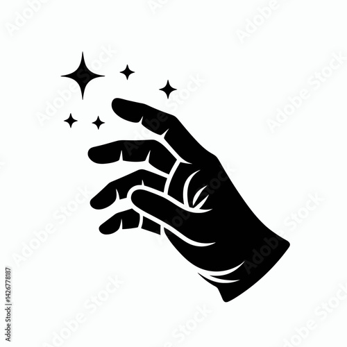  very simple flat and single minimalist Glove Silhouettes in black on a white background 