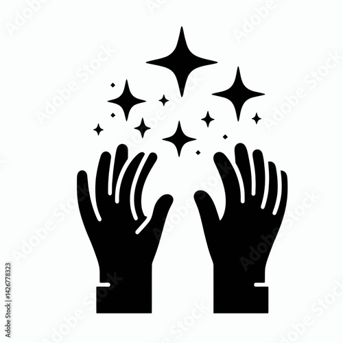  very simple flat and single minimalist Glove Silhouettes in black on a white background 