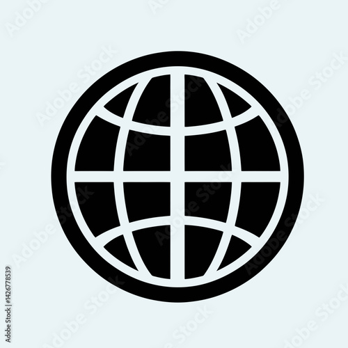  very simple flat and single minimalist Globe Silhouettes in black on a white background 