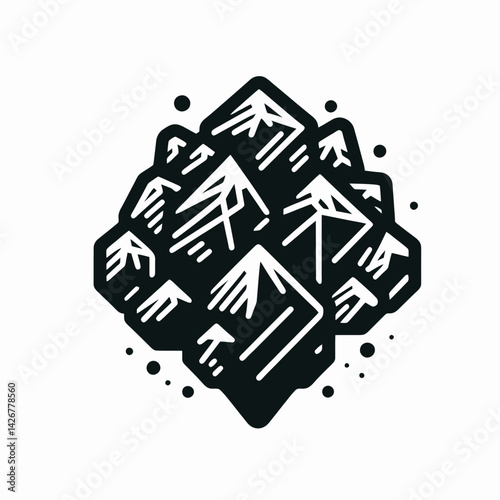  very simple flat and single minimalist Gold Nugget Silhouettes in black on a white background 