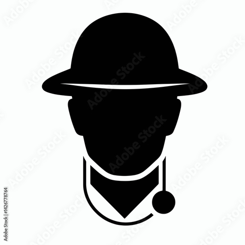  very simple flat and single minimalist Miner Face Silhouettes in black on a white background 