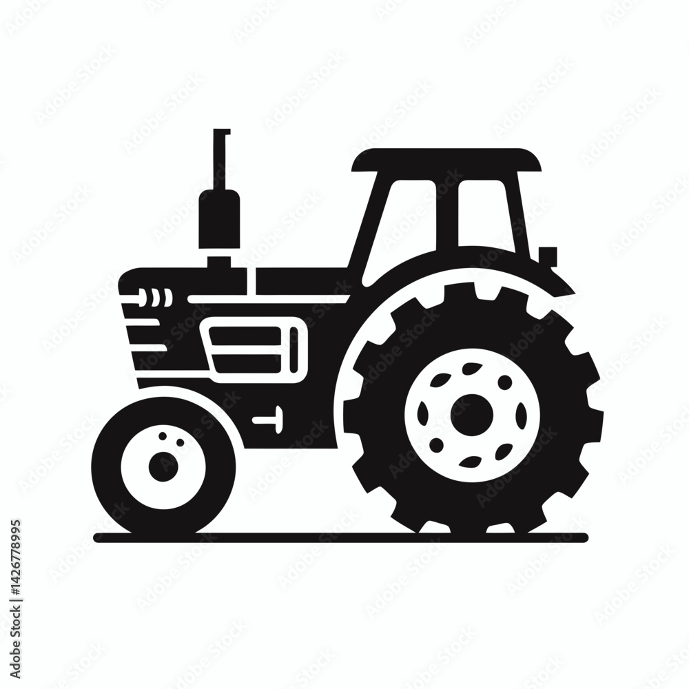 Obraz premium very simple flat and single minimalist Tractor Silhouettes in black on a white background