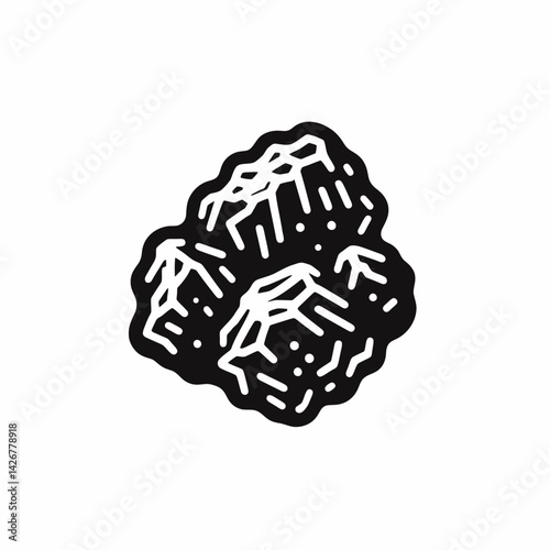  very simple flat and single minimalist Gold Nugget Silhouettes in black on a white background 