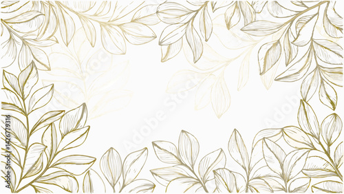 Wallpaper Mural vector golden floral line frame  luxury leaves pla (1).eps Torontodigital.ca