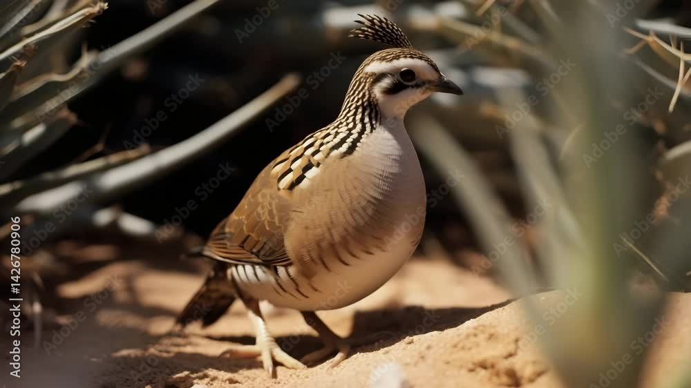 Standing Small Bird Looking Around in Desert Environment Close Up Standing Small Bird Looking Around in Desert Environment Close Up