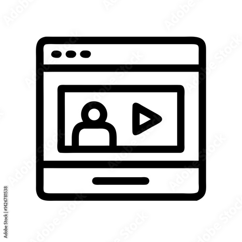 Online Course with Video Interface Icon Design